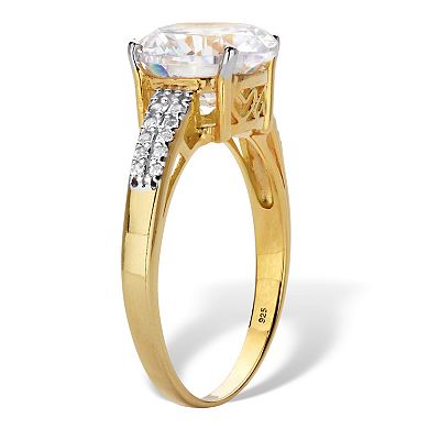 4.10 Cttw. Round-Cut CZ Two-Tone Gold-Plated Sterling Silver Engagement Ring