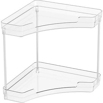 2 tier Clear Corner Counter Organizer, Bathroom & Vanity Storage Shelf