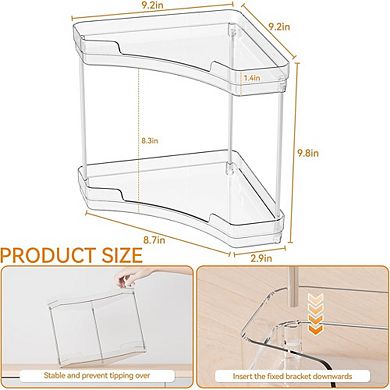 2-Tier Clear Corner Counter Organizer, Bathroom & Vanity Storage Shelf