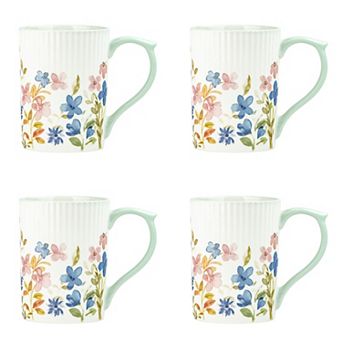 10 Strawberry Street Lylah Painted Garden Mug Set of 4