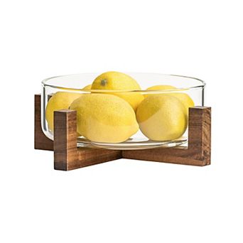 10 Strawberry Street Everyday Acacia Glass Bowl with Pedestal