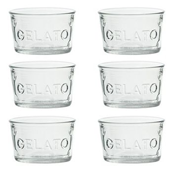 10 Strawberry Street Glass Gelato Cups Clear Embossed Dessert Dishes Set of 6