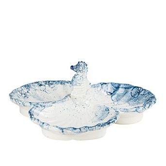 10 Strawberry Street Tidal Drift Seahorse 3-Section Serving Caddy