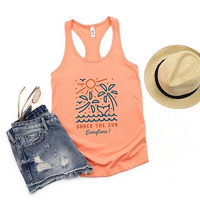Under The Sun Everytime Palm Trees - Women's Graphic Racerback Tank Top