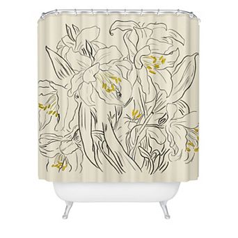 Society6 Minimalist Garden Flowers Shower Curtain