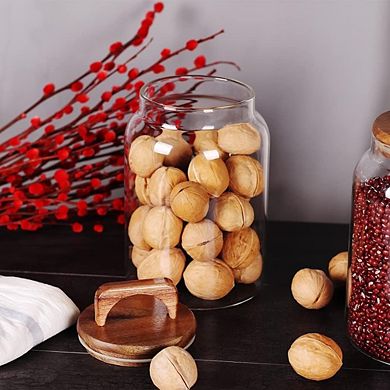 Glass Canister Set with Airtight Acacia Lids, Food Storage Jars