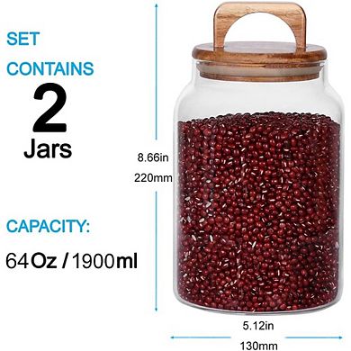 Glass Canister Set with Airtight Acacia Lids, Food Storage Jars