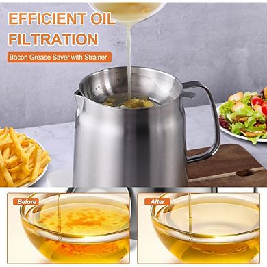 JUANWANG Stainless Steel Deep Fryer Pot with Basket, 3.5L
