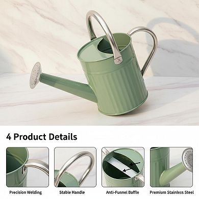 Stainless Steel Watering Can Detachable Spout Ergonomic Handles Durable Decorative