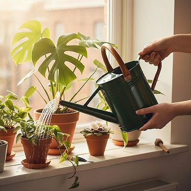 Steel Watering Can Galvanized Copper Accents Removable Rosette Diffuser 1 Gallon Multifunctional