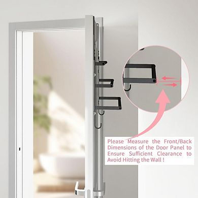 JUANWANG Over the Door Towel Rack with Hooks, Bathroom Storage, Black