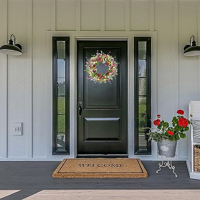 Spring Pansy Wreath Colorful with Berry Daisy for Front Door