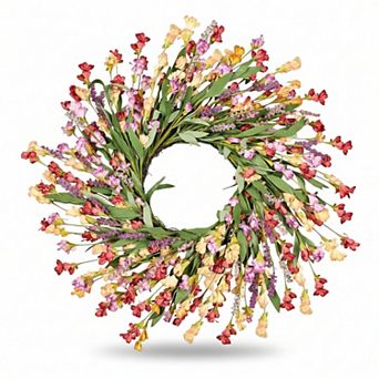 Artificial Floral Wreath with Wildflowers for Front Door