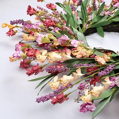 Artificial Floral Wreath with Wildflowers for Front Door