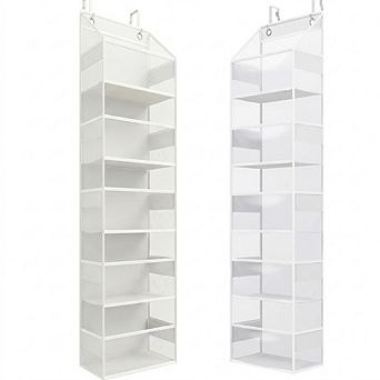 Over Door Hanging Organizer with 5 Clear PVC Shelves for Storage set of 2