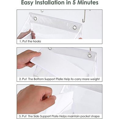 Over Door Hanging Organizer with 5 Clear PVC Shelves for Storage set of 2