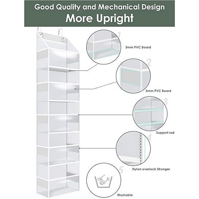 Over Door Hanging Organizer with 5 Clear PVC Shelves for Storage set of 2