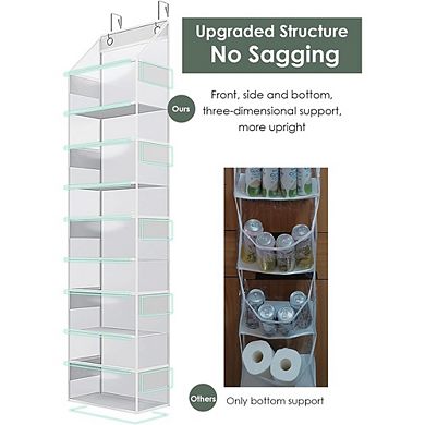 Over Door Hanging Organizer with 5 Clear PVC Shelves for Storage set of 2