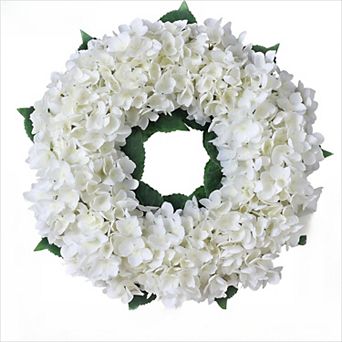 Artificial Hydrangea Wreath White Flowers for Front Door