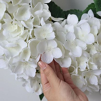 Artificial Hydrangea Wreath White Flowers for Front Door