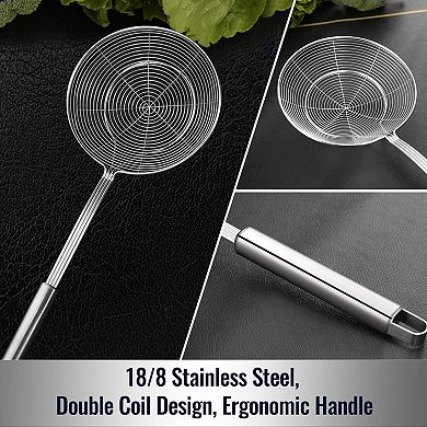 Solid Stainless Steel Spider Strainer Skimmer Ladle for Cooking and Frying,Kitchen Utensils,5.4 Inch