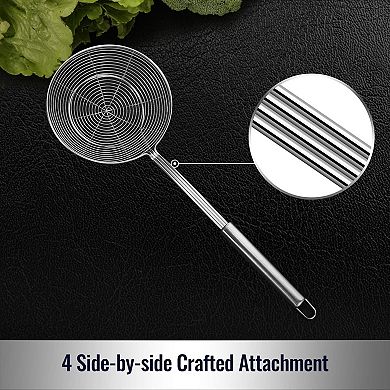 Solid Stainless Steel Spider Strainer Skimmer Ladle for Cooking and Frying,Kitchen Utensils,5.4 Inch