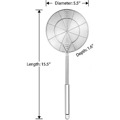 Solid Stainless Steel Spider Strainer Skimmer Ladle for Cooking and Frying,Kitchen Utensils,5.4 Inch