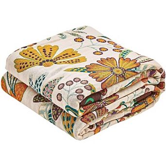 Boho Throw Blanket, Cotton Ultra Soft Luxury Throw Rustic Quilt, 60"x80" Floral Printed Farmhouse