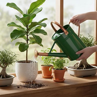 1 Gallon Metal Watering Can for Garden Plants with Sprinkler Head