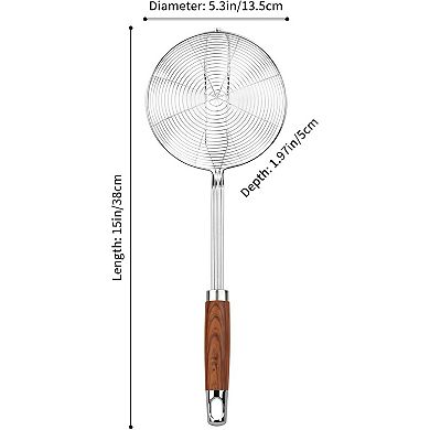 5.3" Spider Strainer Skimmer Spoon with Handle, Stainless Steel Wire Strainer Ladle for Cooking