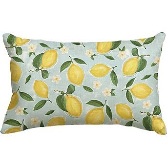 Summer Lemon Throw Pillow Cover, 12x20 Floral Seasonal Lumbar Cushion Decor