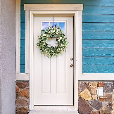 20'' Eucalyptus Wreath for Front Door, Porch, Window - Green Decor for Home, Farmhouse - Spring