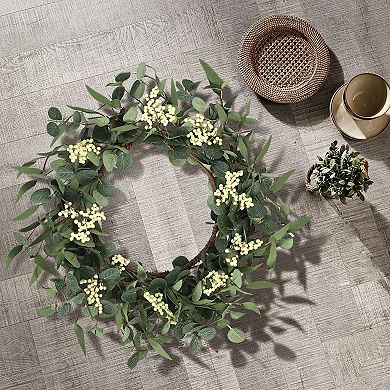 20'' Eucalyptus Wreath for Front Door, Porch, Window - Green Decor for Home, Farmhouse - Spring