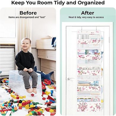 Over Door Flower Organizer with 5-Tier Hanging Pockets for Storage set of 2