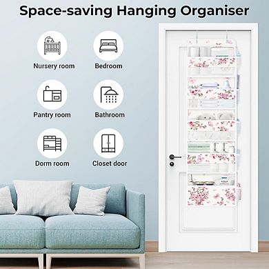 Over Door Flower Organizer with 5-Tier Hanging Pockets for Storage set of 2