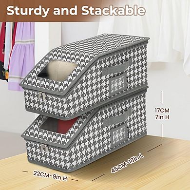 2-Pack Stackable Hat Storage Organizer with Transparent Window