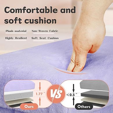 Foldable Faux Fur Storage Ottoman, Padded Footstool, Durable, Multi-Use