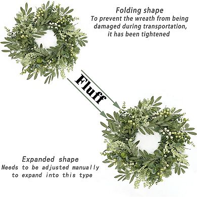 Green Eucalyptus Wreaths for Front Door Spring Summer Wreath with Eucalyptus Leaves,Olives Leaves