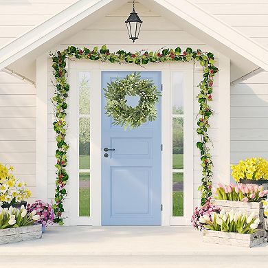 Green Eucalyptus Wreaths for Front Door Spring Summer Wreath with Eucalyptus Leaves,Olives Leaves
