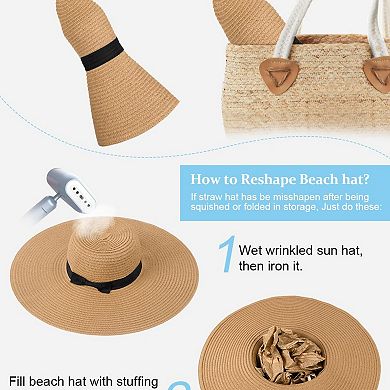 Kaelin Home Womens UPF 50+ Wide Brim Foldable Straw Sun Beach Hat