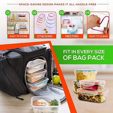 Food Storage Containers Set, Airtight Lids, Microwave & Freezer Safe, BPA-Free
