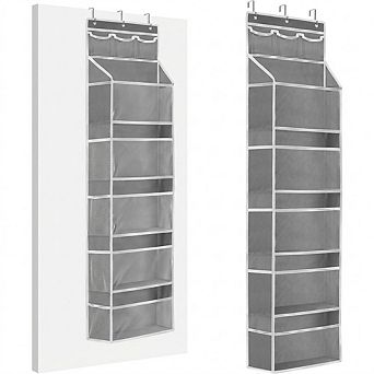 Over Door Hanging Organizer with 5 Large Pockets and 10 Mesh Side Pockets set of 2