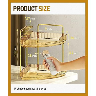 2-Tier Acrylic Corner Counter Organizer, Bathroom & Vanity Storage Shelf