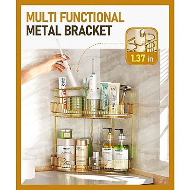 2-Tier Acrylic Corner Counter Organizer, Bathroom & Vanity Storage Shelf