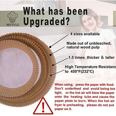 200-Piece Disposable Air Fryer Paper Liners, 8-Inch Round, Non-Stick