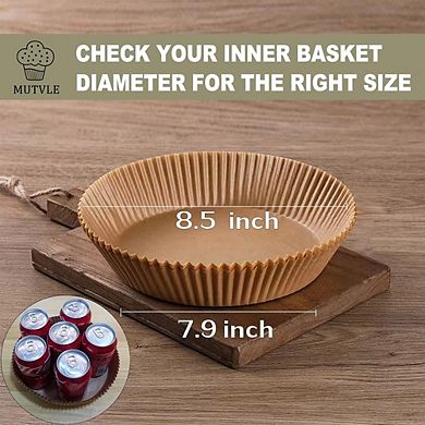 200-Piece Disposable Air Fryer Paper Liners, 8-Inch Round, Non-Stick