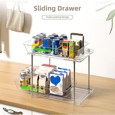 2-Pack 2-Tier Under Sink Pull-Out Organizer with Hooks and Cups