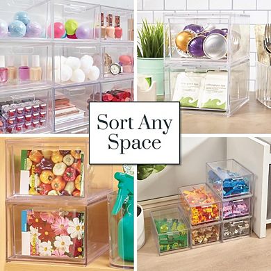 2-Pack Clear Stackable Plastic Organizer Drawers for Cosmetics & Beauty