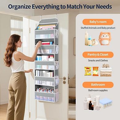 Over Door 5-Tier Hanging Organizer with 10 Mesh Side Pockets set of 2