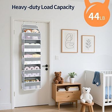 Over Door 5-Tier Hanging Organizer with 10 Mesh Side Pockets set of 2